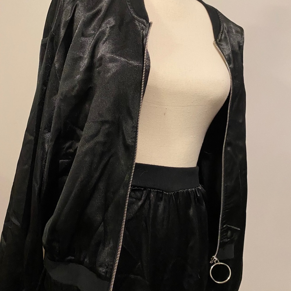 Kosmios Satin Sweatsuit Set Bomber Jacket Pants S